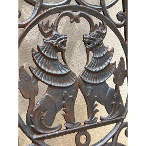 Six Cast Iron Foo Dog Grille English Colonial House Rangoon Burma, Late 19th Century