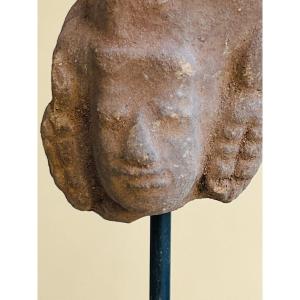 Head Of A Woman, Terracotta, Indonesia, East Java, Majapahit Kingdom, Late 13th Century 