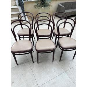 6 Thonet Bistro Chairs No. 14 1950