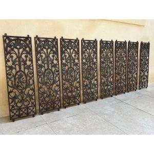 8 Cast Iron Grilles Unicorn Motif English Colonial House, Rangoon Burma 19th Century