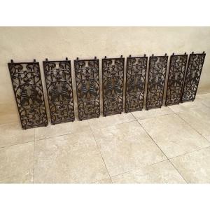 8 Cast Iron Foo Dog Grilles English Colonial House Rangoon Burma, Late 19th Century