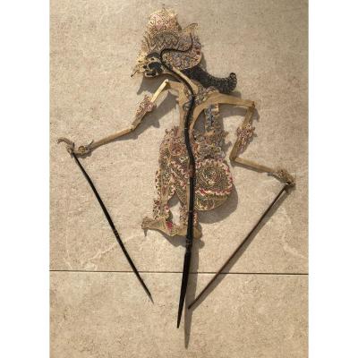 Bali Shadow Theater, Cut Leather Puppet And Buffalo Horn, Bali Indonesia, 