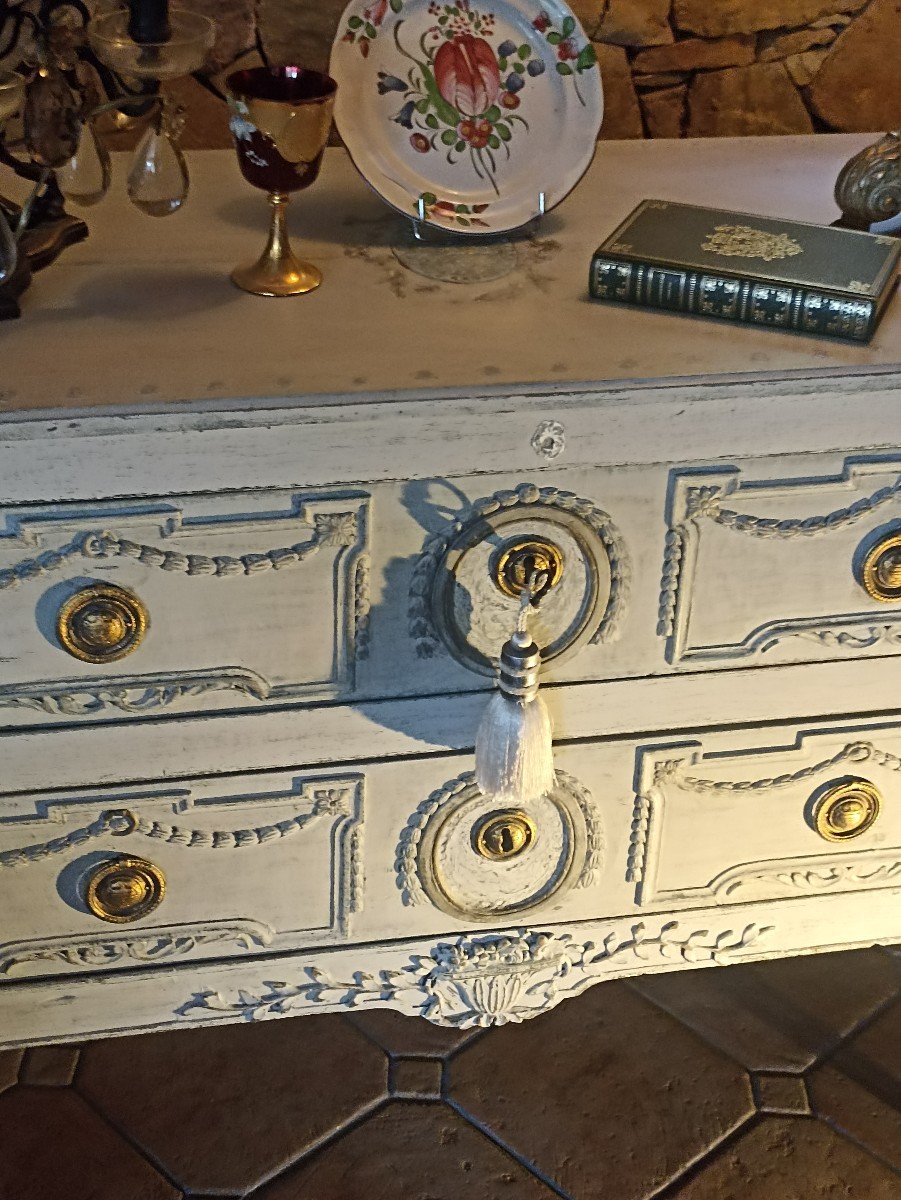 Commode Louis XVI  Peinte 18 ème -photo-2