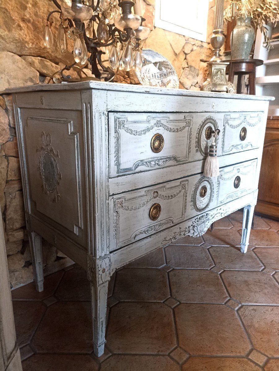 Commode Louis XVI  Peinte 18 ème -photo-3