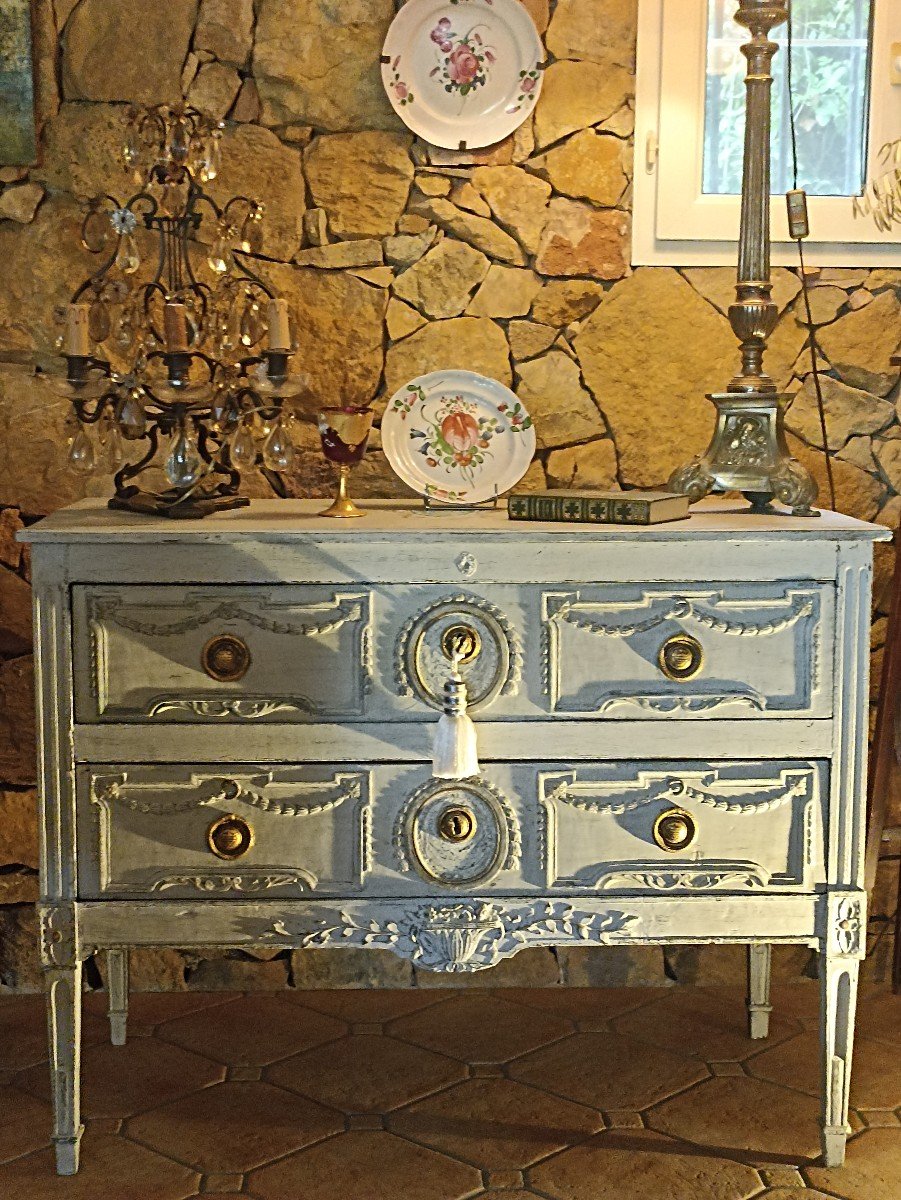 Commode Louis XVI  Peinte 18 ème -photo-8