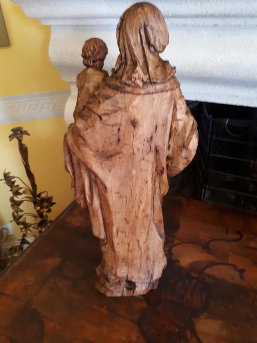 Virgin And Child In Natural Wood 18th Century-photo-4