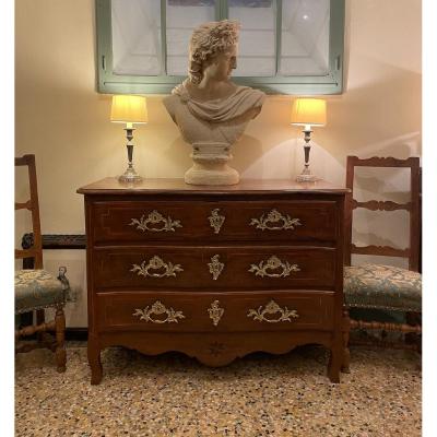 Elegant Curved Chest Of Drawers, Louis XV - 18th Century