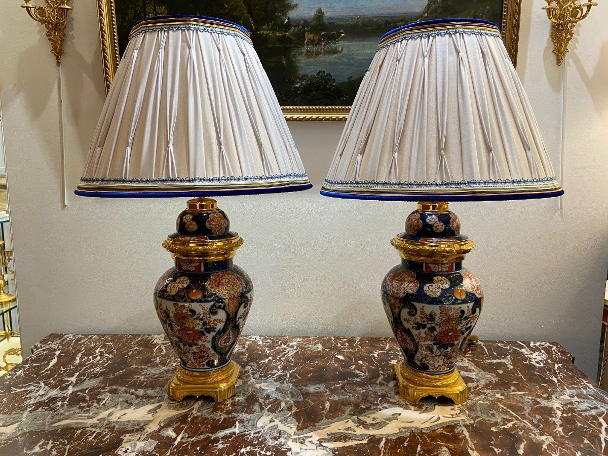 Pair Of 19th Century Imari Lamps-photo-3