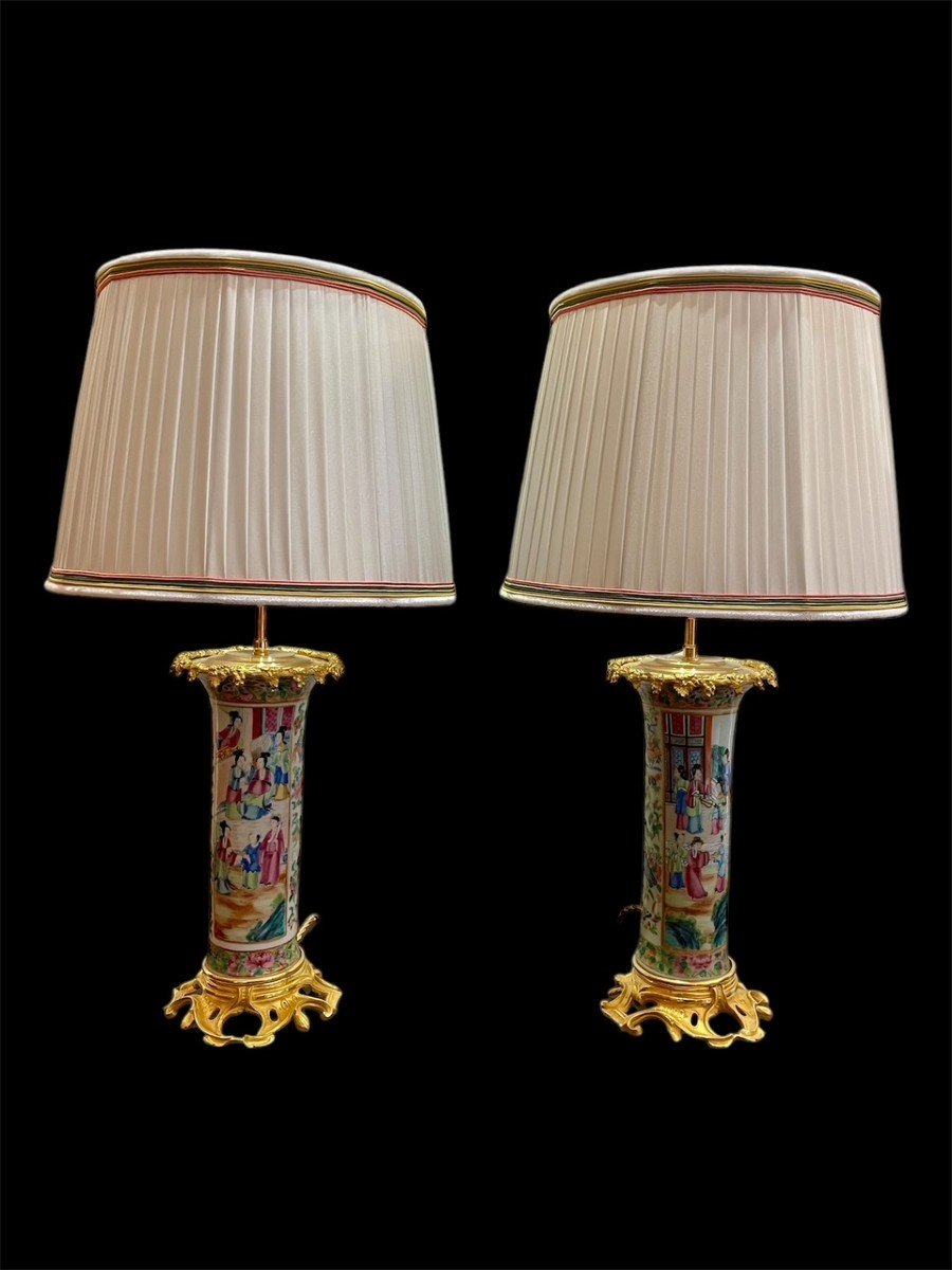 Paire De Lampes Canton  XIXème