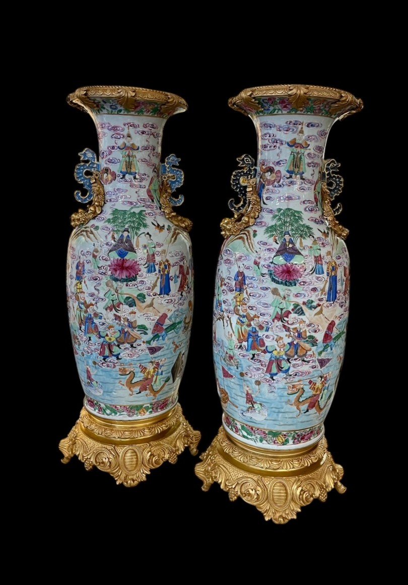 Grande Paire De Vases Canton XIXème