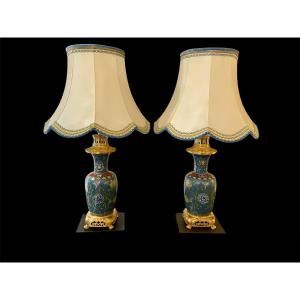 Pair Of 19th Century Cloisonné Lamps
