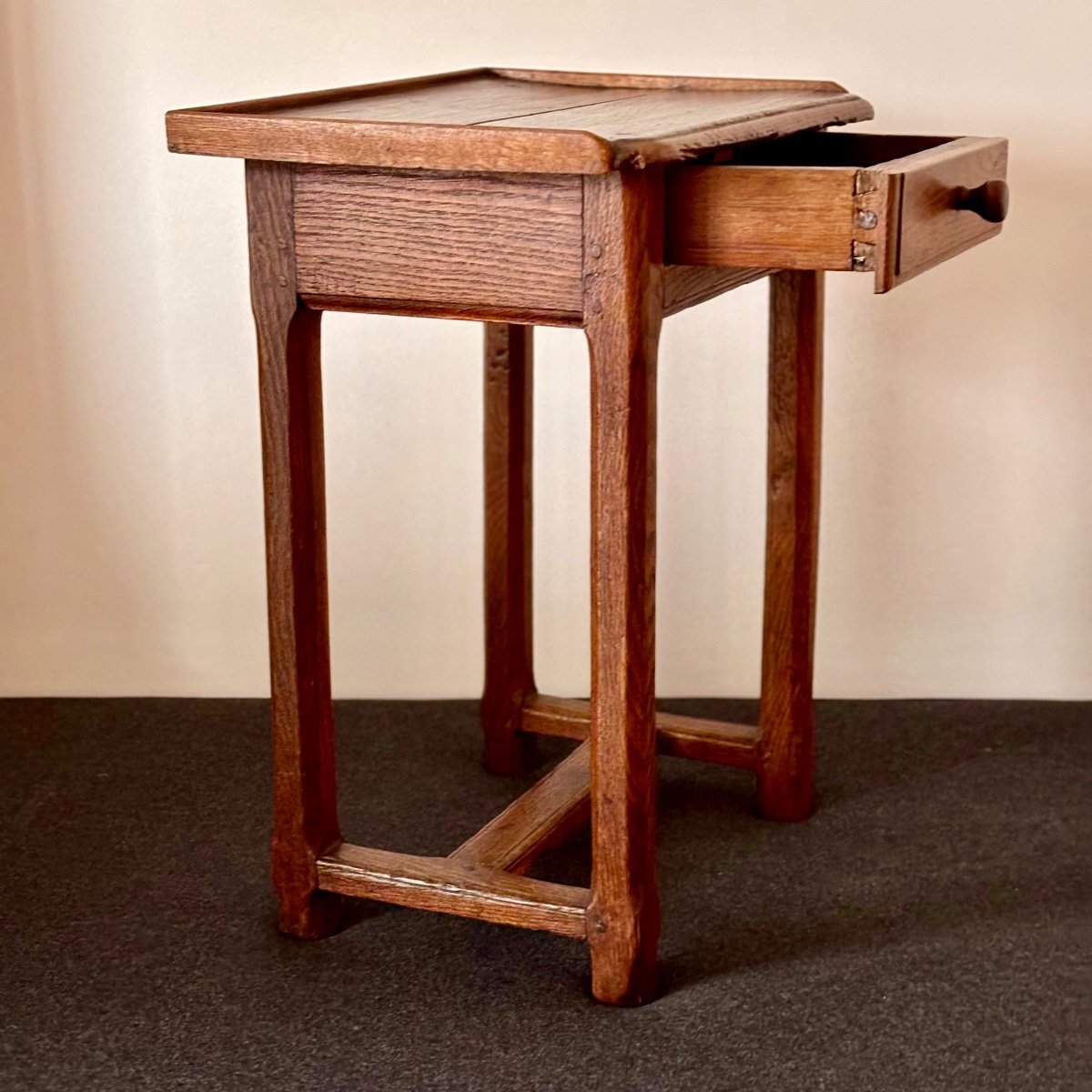 Small 18th Century Monastery Table Opening With 1 Drawer In Oak Wood -photo-1