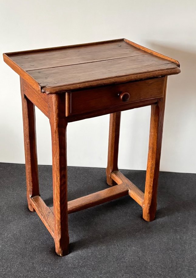 Small 18th Century Monastery Table Opening With 1 Drawer In Oak Wood 