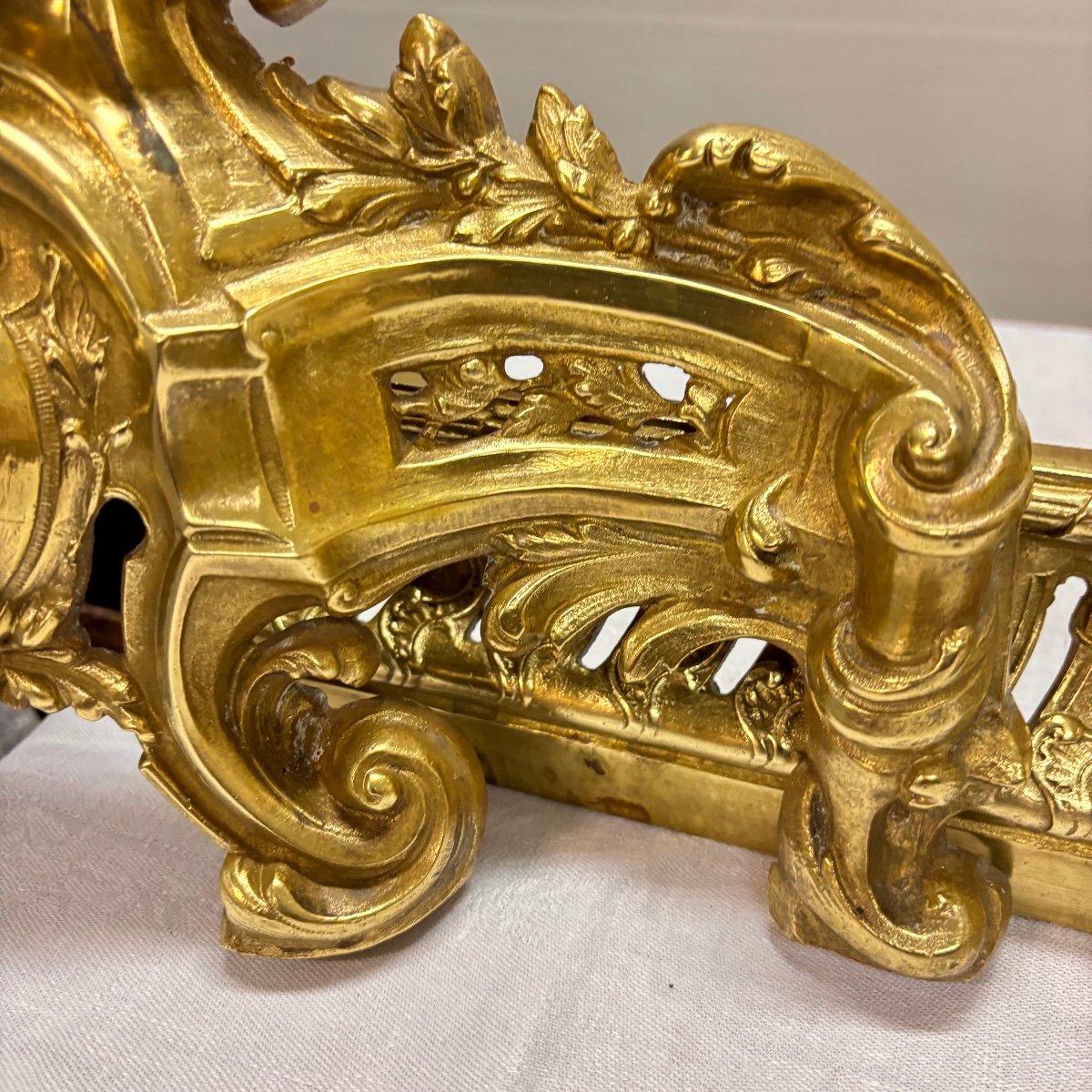 19th Century Gilt Bronze Hearth Bar In Louis XV Style-photo-5