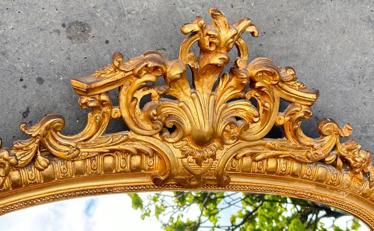 Grand Miroir en bois et stuc  Doré Napoléon III-photo-2