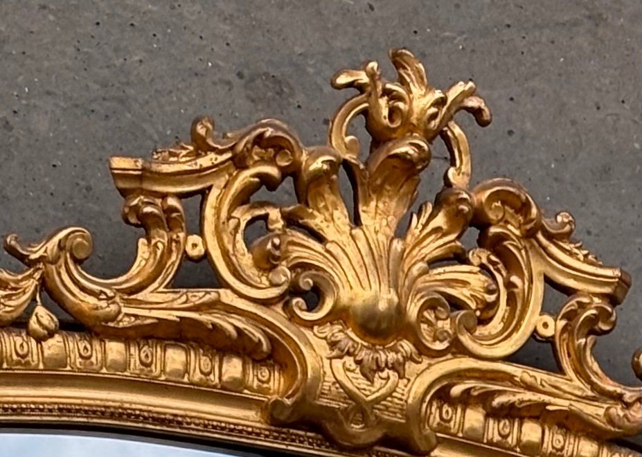 Grand Miroir en bois et stuc  Doré Napoléon III-photo-4