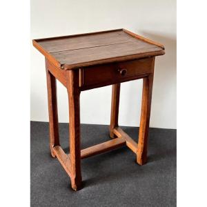 Small 18th Century Monastery Table Opening With 1 Drawer In Oak Wood 