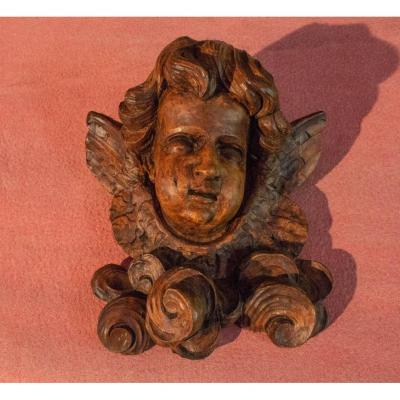 Carved Wood Angel Head