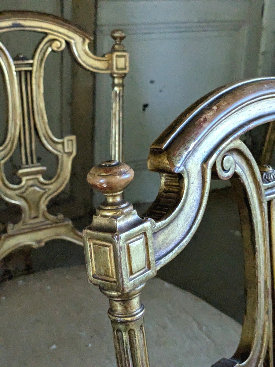 Set Of 4 Louis XVI Style Chairs In Gilded Wood-photo-3