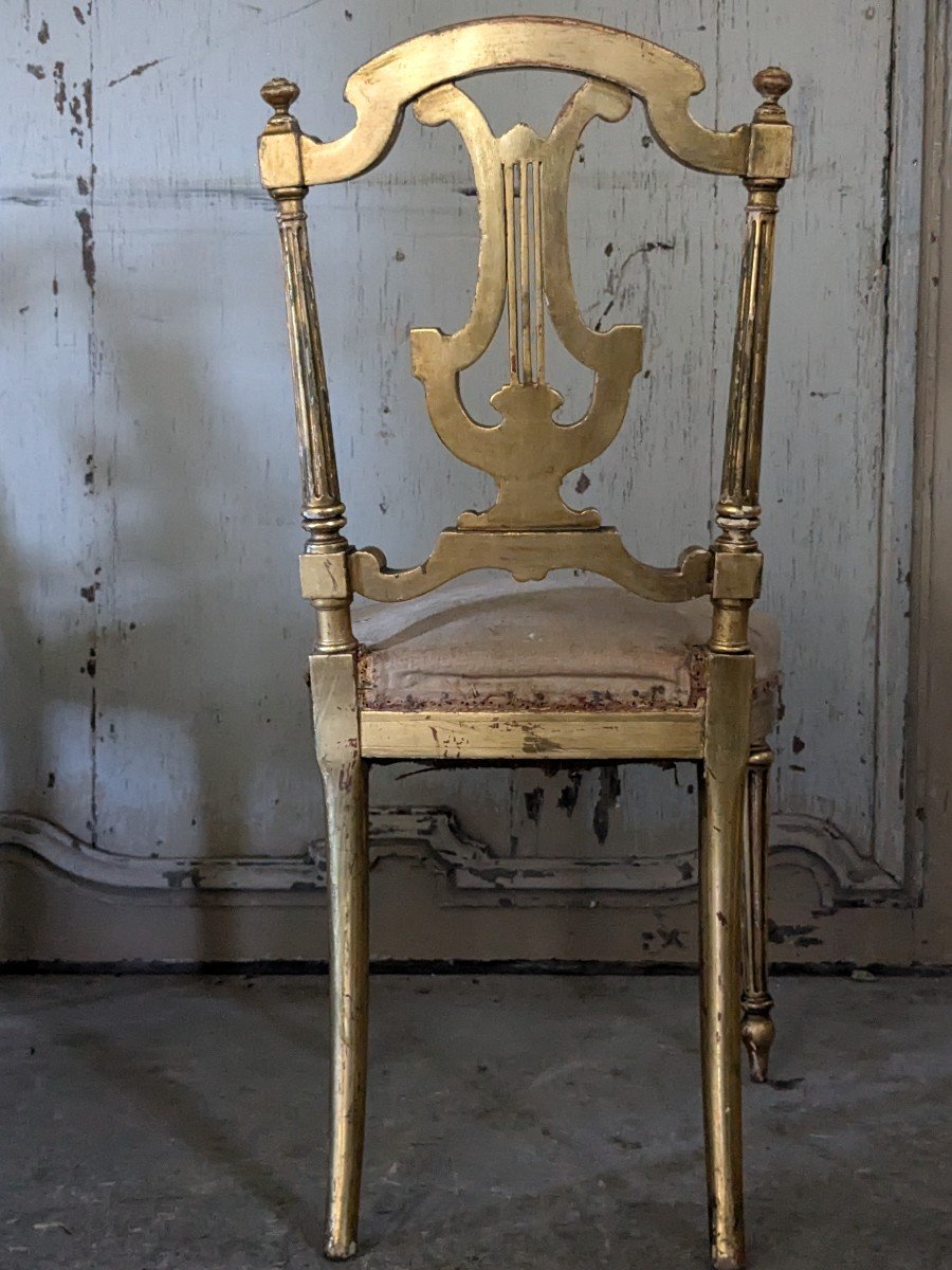 Set Of 4 Louis XVI Style Chairs In Gilded Wood-photo-3