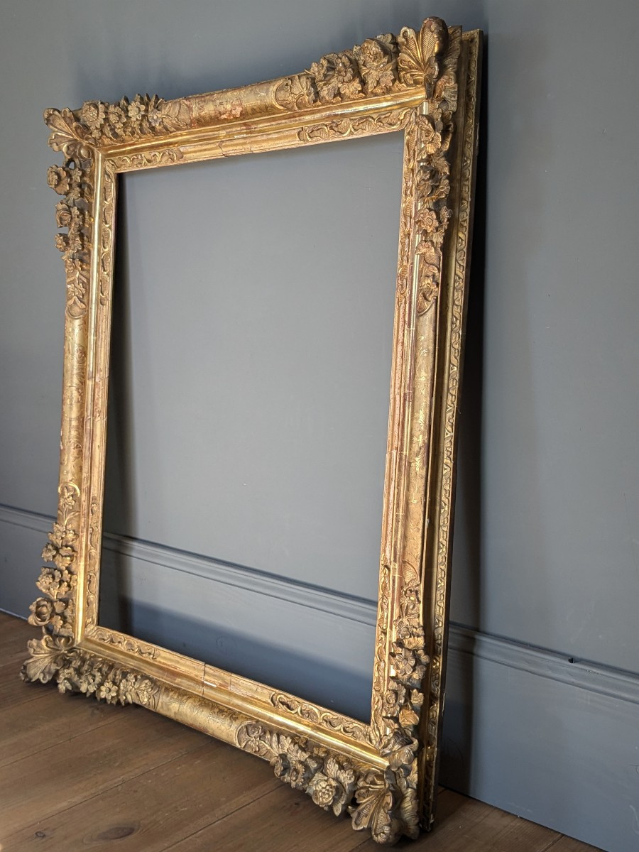 Large Carved And Gilded Frame, 18th Century.-photo-2