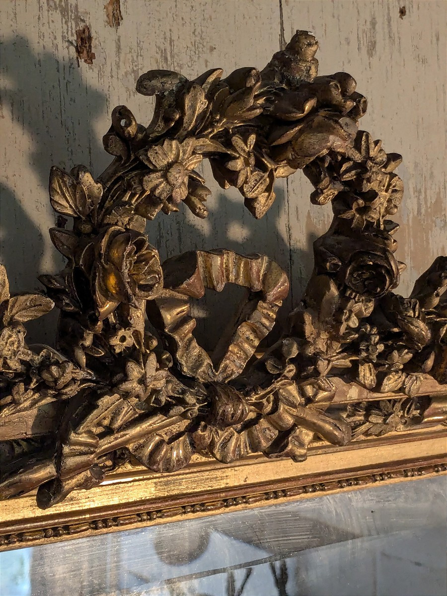Miroir Doré Louis XVI, 19 ème .-photo-3