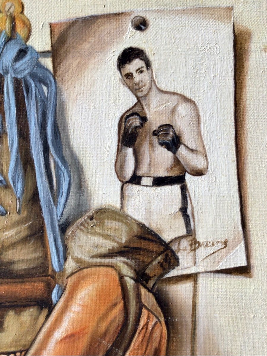 Trompe-l’œil aux gants de boxe par Jean le Bresne (20e siècle)-photo-3