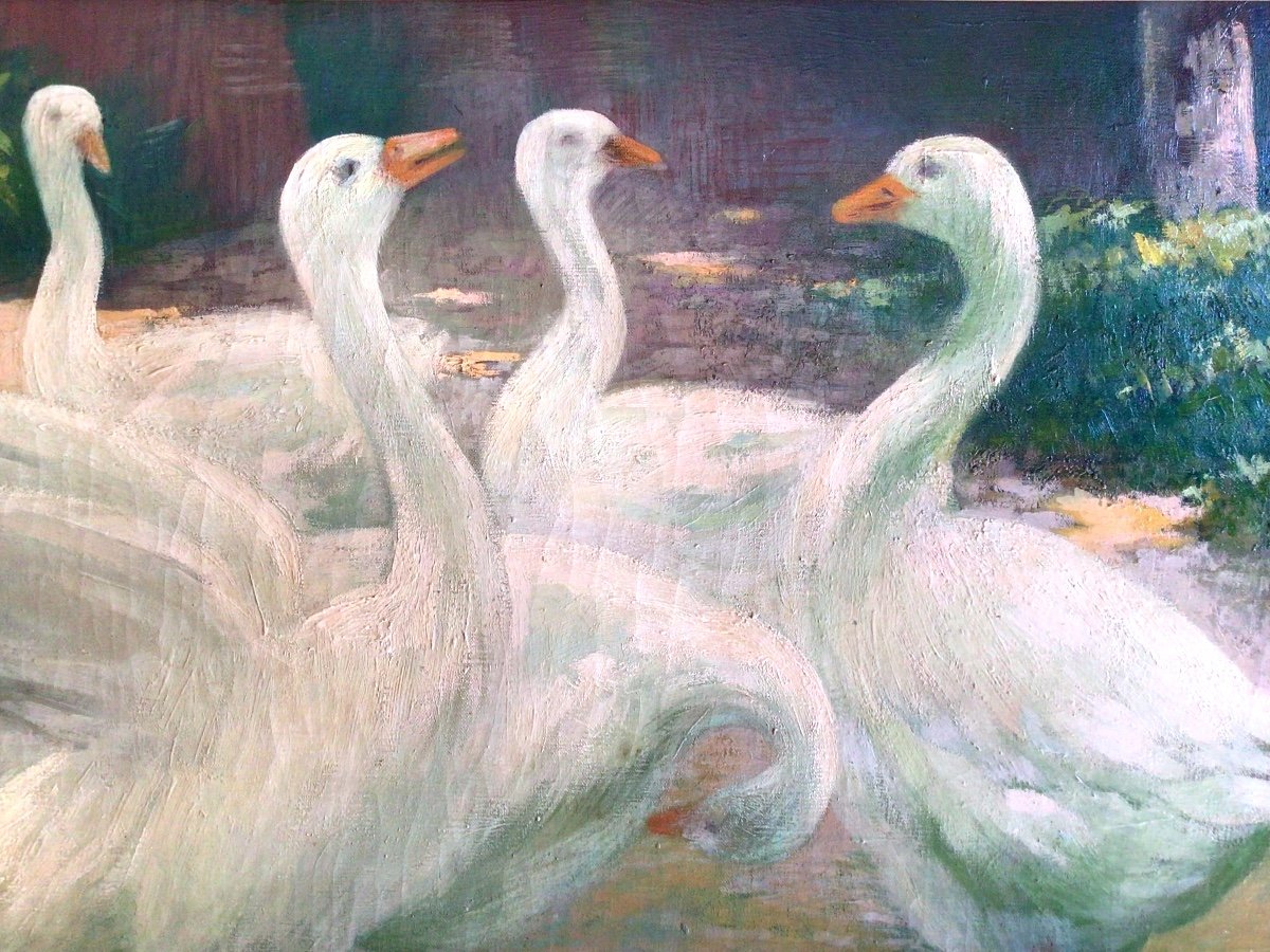 Les oies blanches par Francisco Pausas (1877-1944)-photo-3