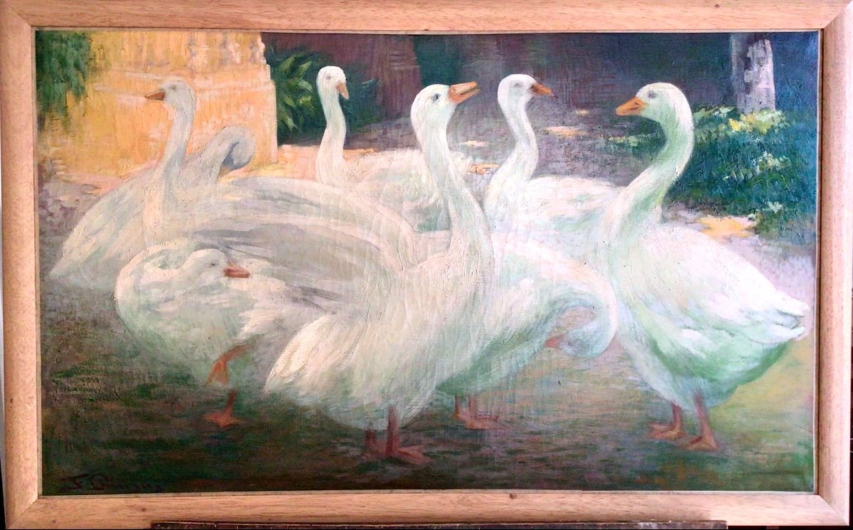 Les oies blanches par Francisco Pausas (1877-1944)