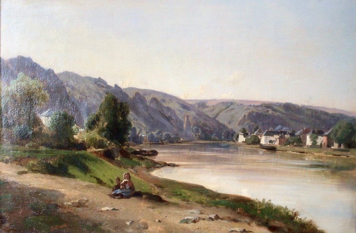 Bord de rivière animé par Léon Fleury (1804-1858)-photo-2