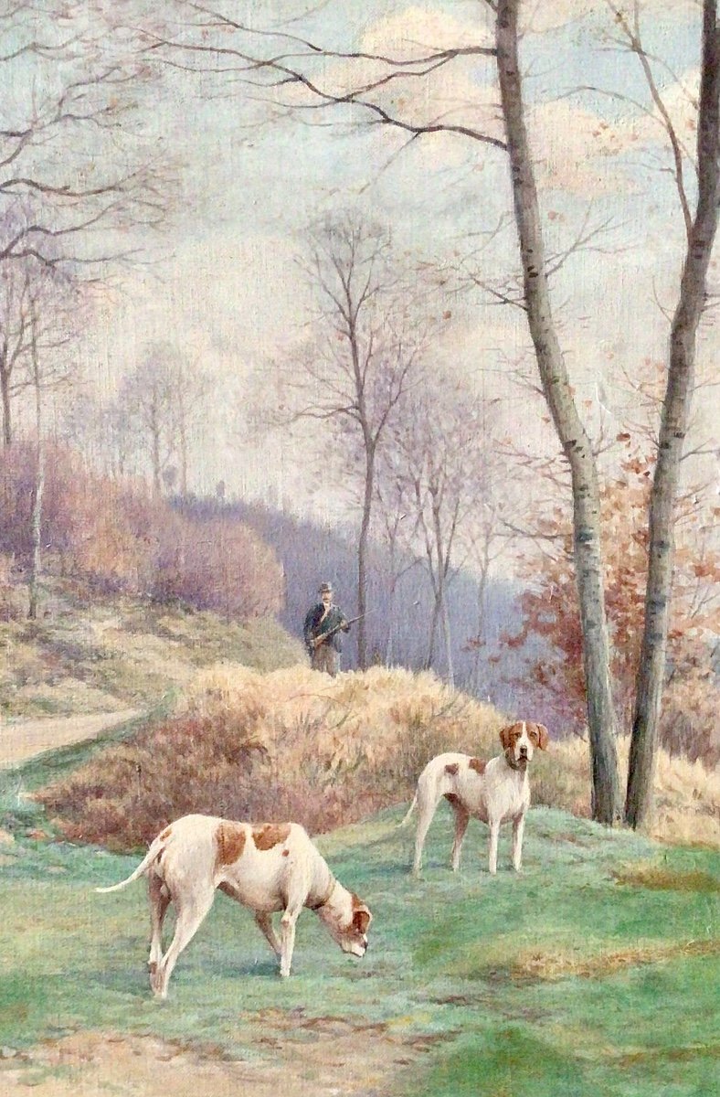 The Hunter And His Dogs By Maurice De Castex (1853-1931)-photo-2