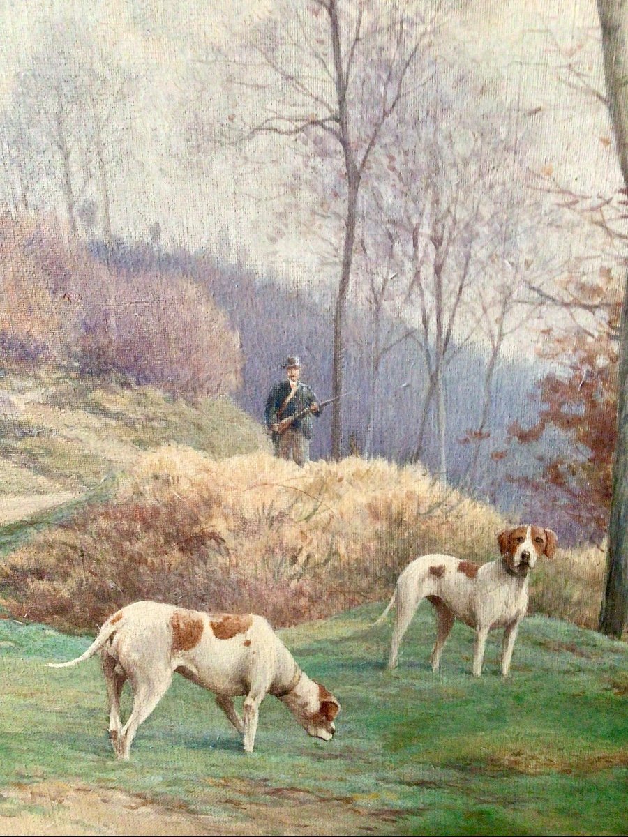 The Hunter And His Dogs By Maurice De Castex (1853-1931)-photo-1