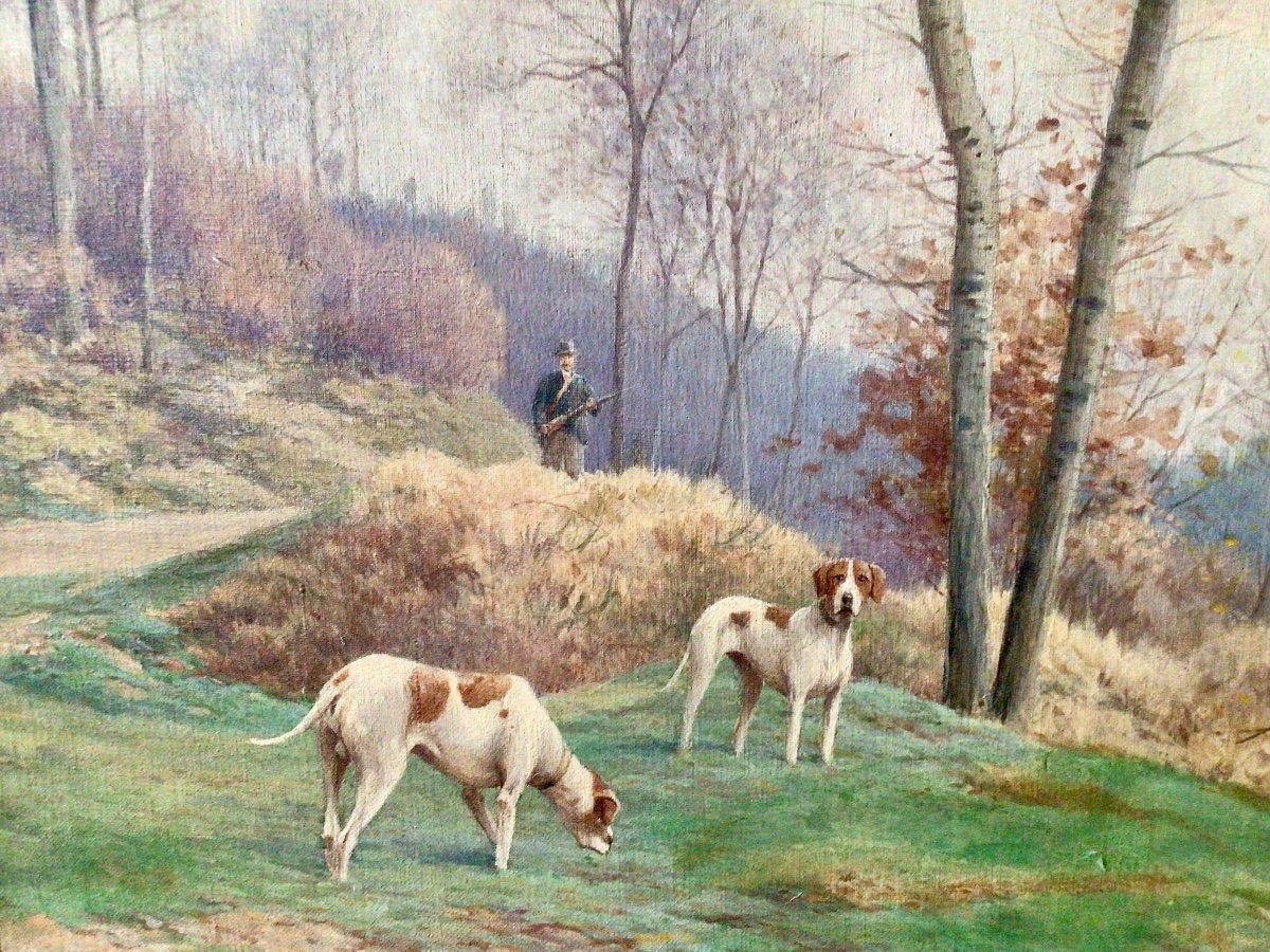 The Hunter And His Dogs By Maurice De Castex (1853-1931)-photo-4