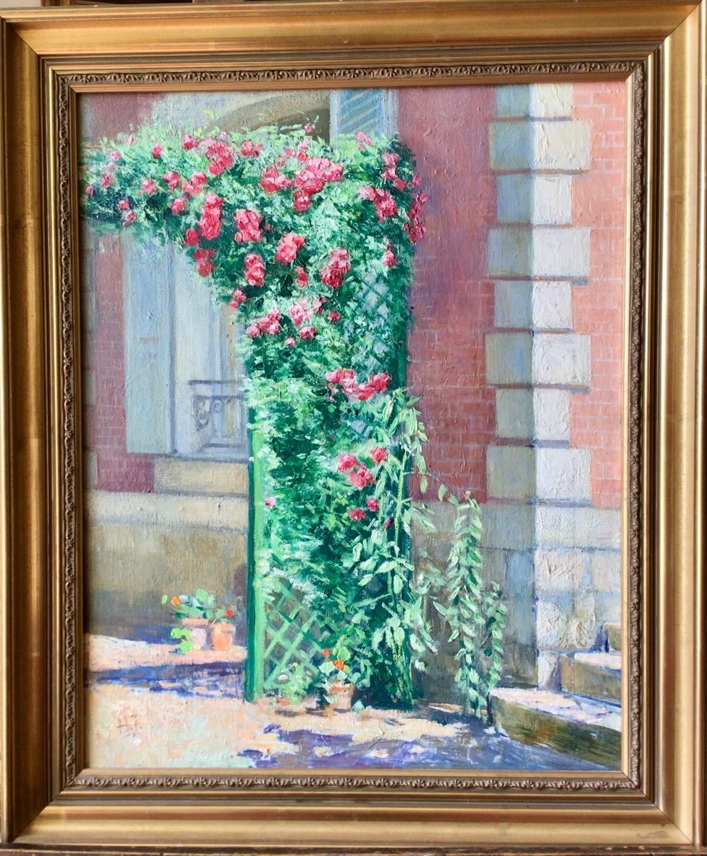 The Rosebush At The Corner Of The House By Hortense Janvier (born In 1896)