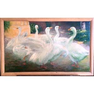 The White Geese By Francisco Pausas (1877-1944)
