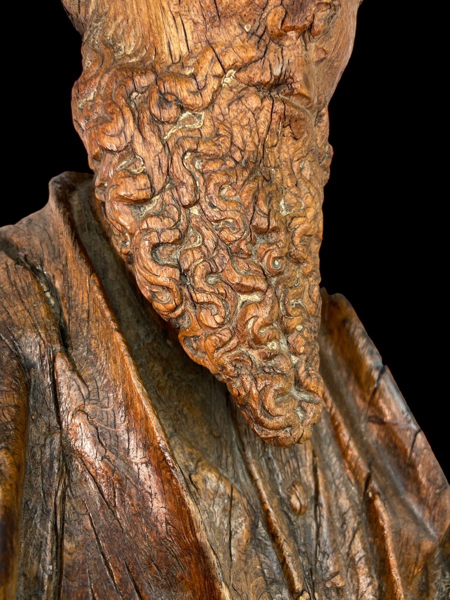 Large 'saint' In Carved Oak – Flemish – 16th Century -photo-7