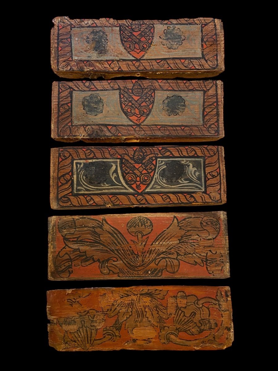 Five Small Panels Of A Wooden Ceiling - Italy (lazio/umbria) - XVth Century-photo-7