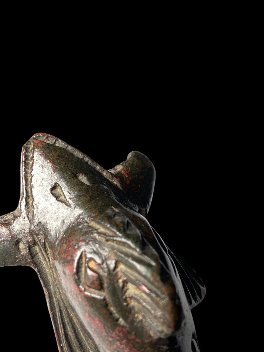 Bronze Door Knocker In The Shape Of A Dolphin - Antique Roman Period-photo-4