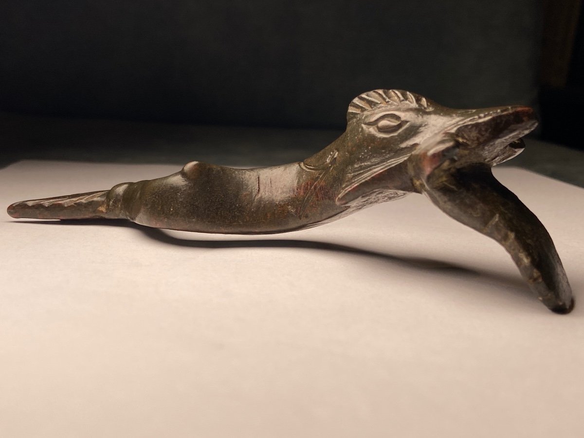 Bronze Door Knocker In The Shape Of A Dolphin - Antique Roman Period-photo-6