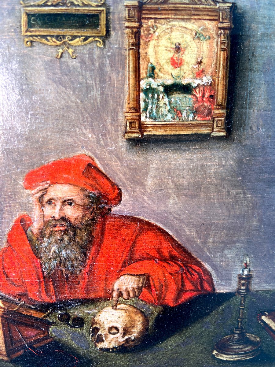 A Painting Of Saint Jerome At Work In His Study – End Of The 17th Century-photo-1