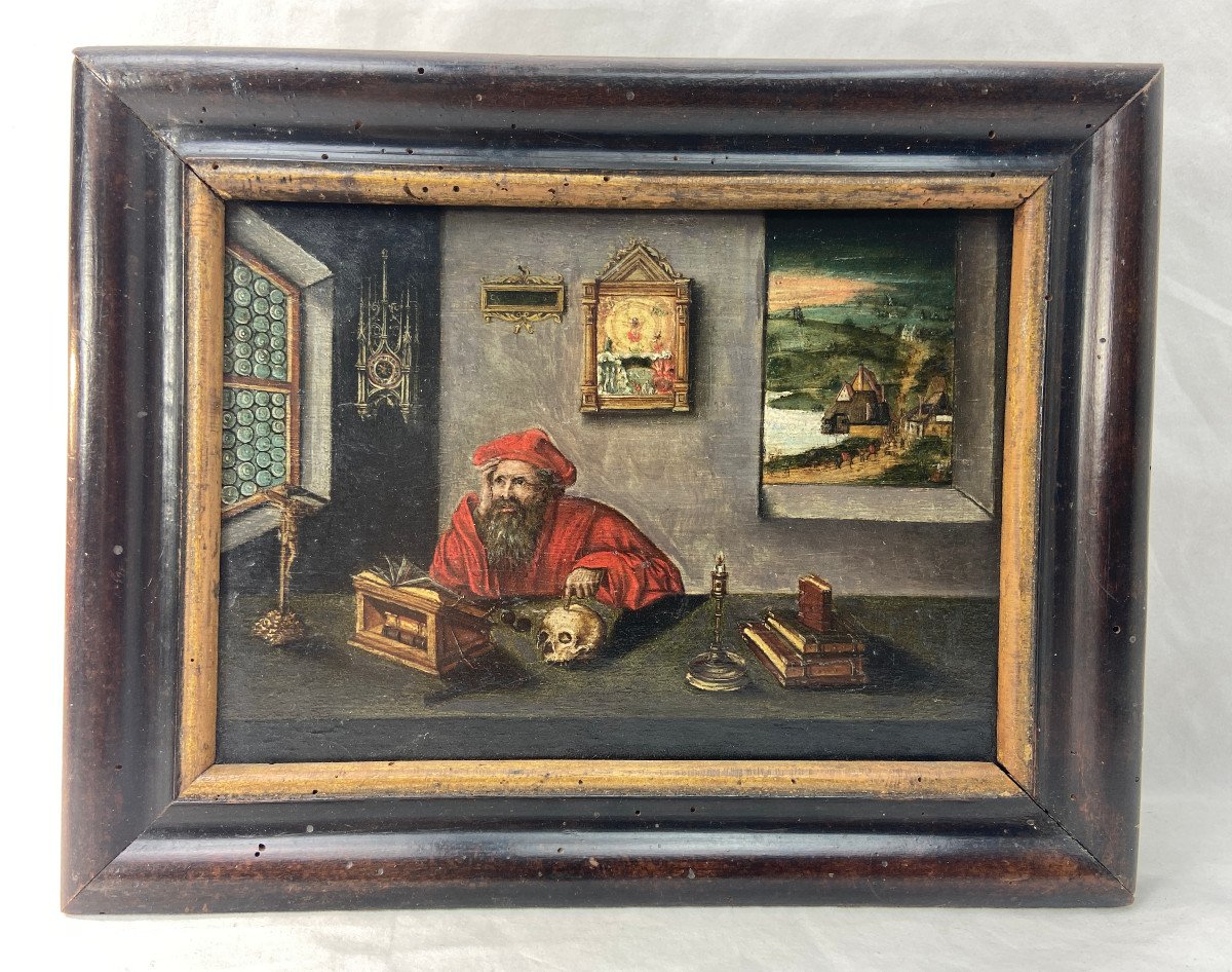 A Painting Of Saint Jerome At Work In His Study – End Of The 17th Century-photo-5