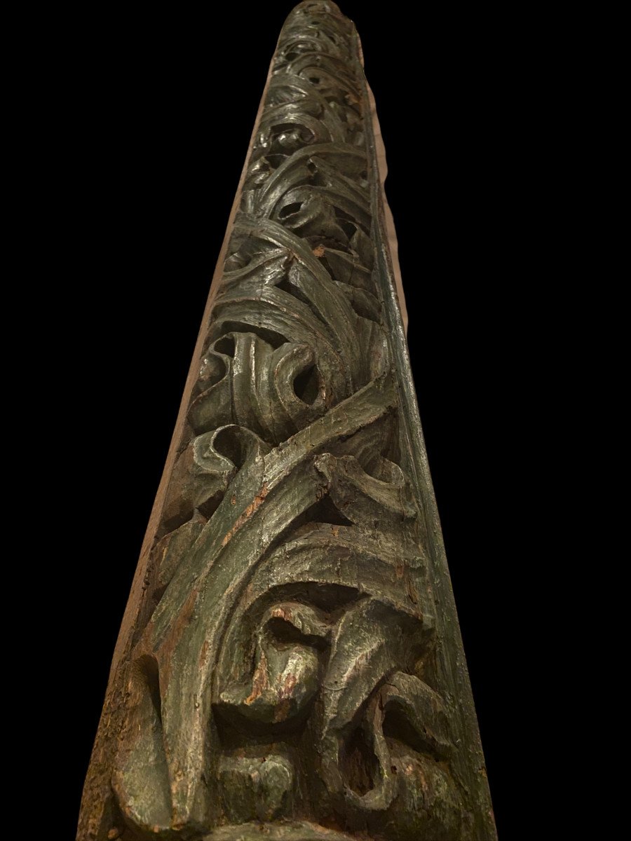 Wooden Fireplace Beam With Tree Of Life - 16th Century - France-photo-4