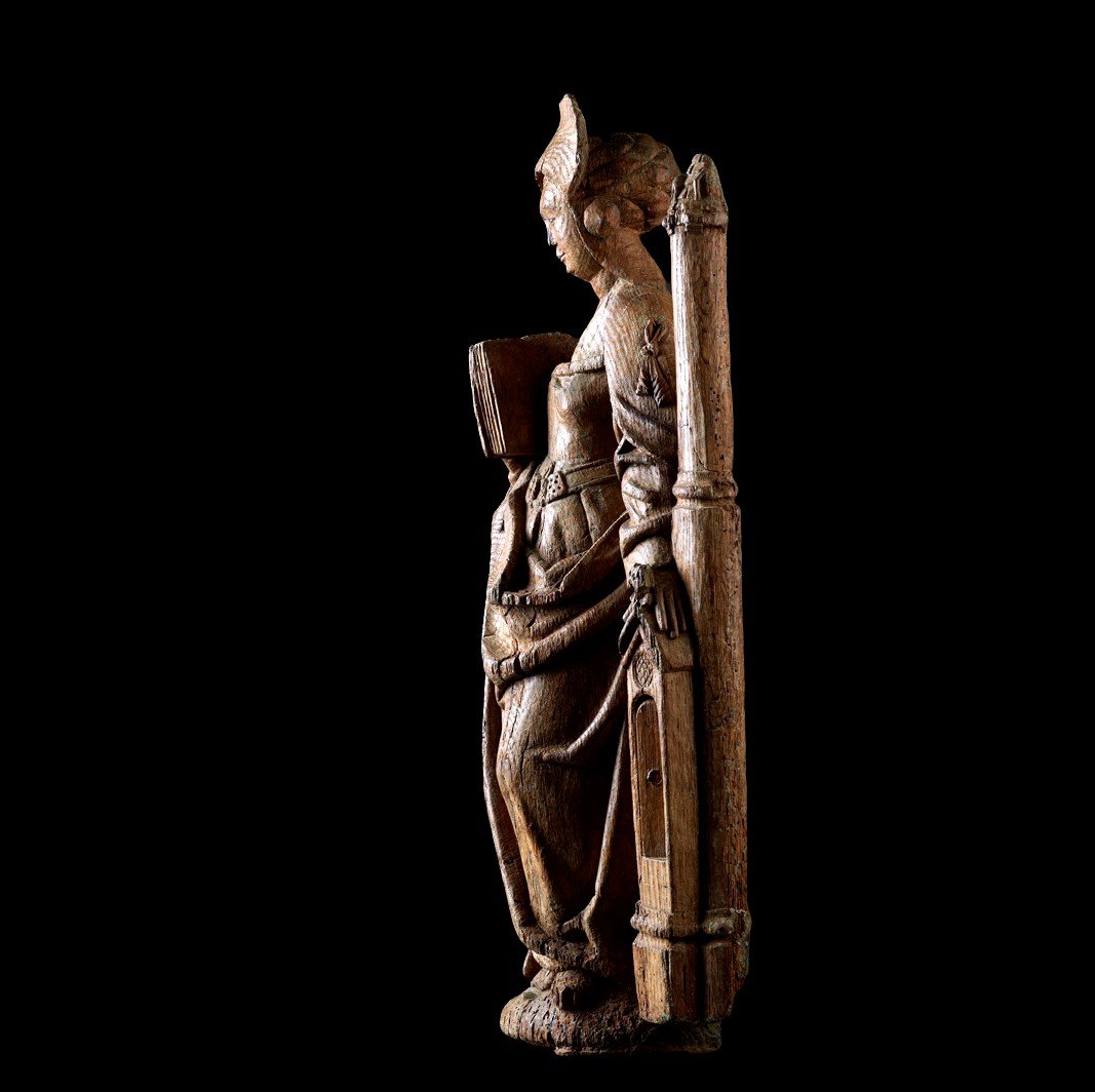 Sainte Barbe - France (northern France) - Ca. 1520 - Oak Sculpture-photo-2