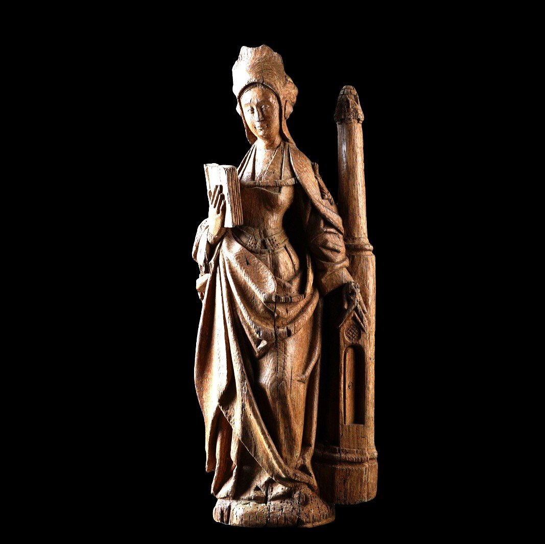 Sainte Barbe - France (northern France) - Ca. 1520 - Oak Sculpture