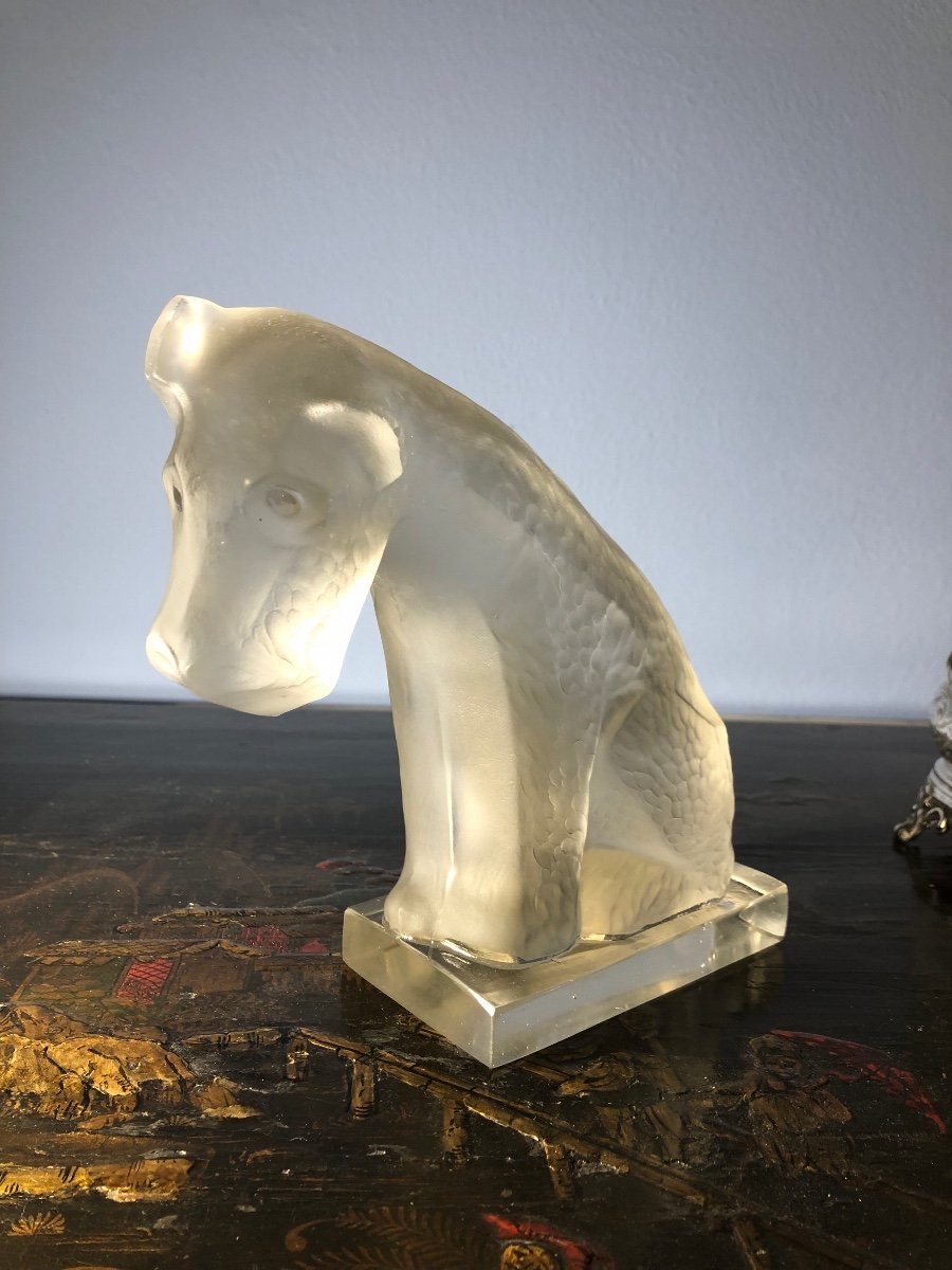 Très Belle Sculpture En Verre d'Un Fox Terrier-photo-7