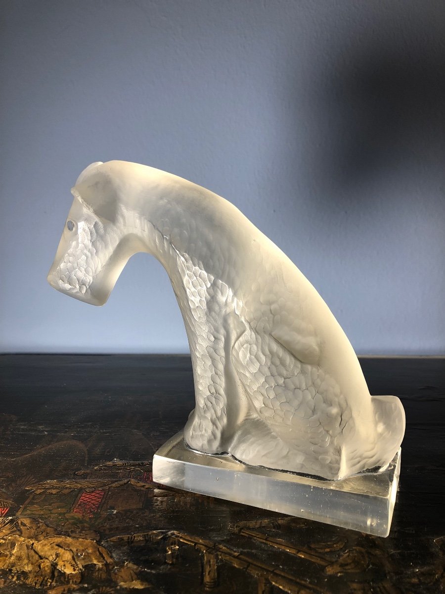 Très Belle Sculpture En Verre d'Un Fox Terrier