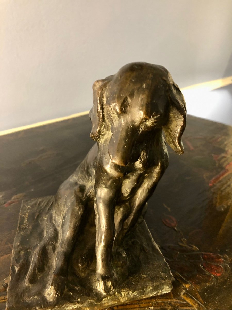 Sculpture En Bronze d'Un Chien Assis.. Collection Patrick Louis Vuitton-photo-2