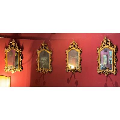 Rare Ensemble De Quatre Miroirs Vénitiens  XVIIIéme siecle