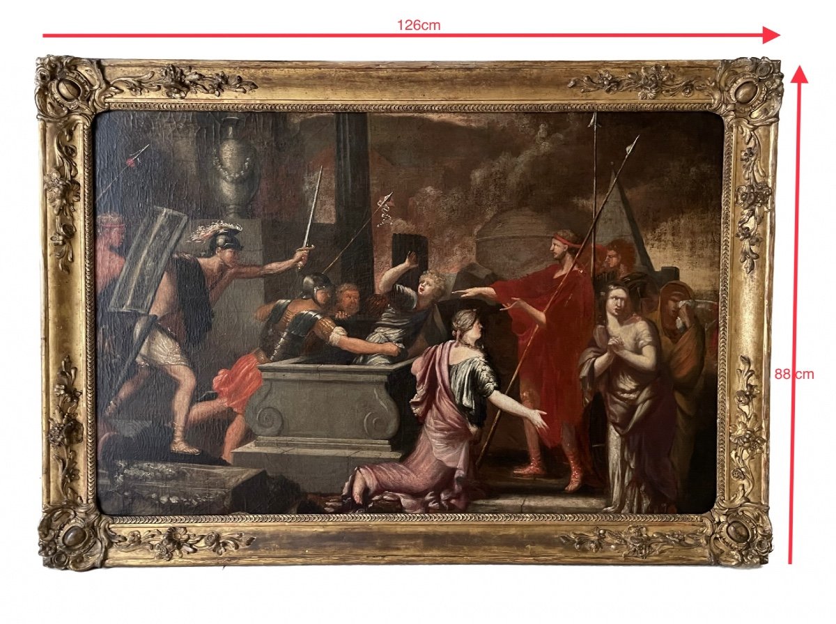 Large Canvas Late 17th, Antique Scene-photo-4