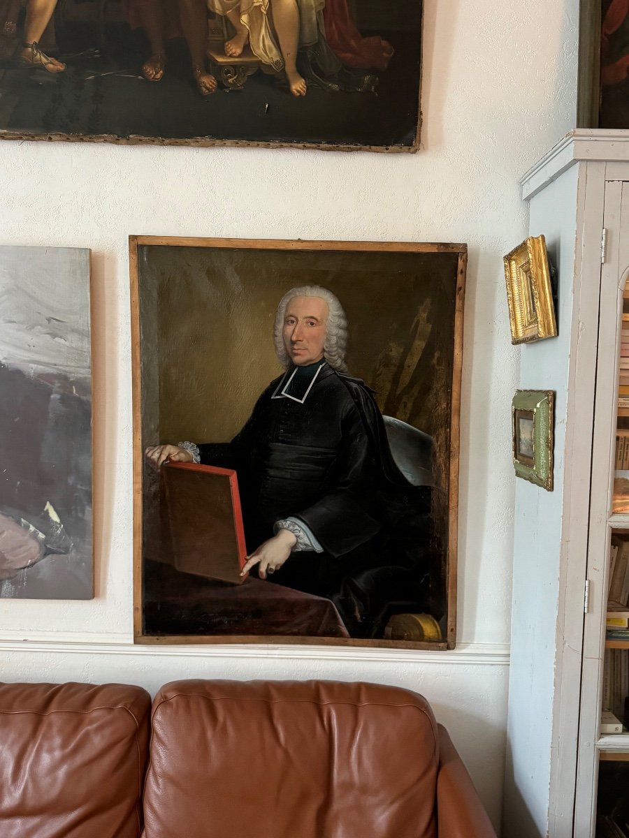 Large Portrait Of A Clergyman Early 18th Century-photo-2